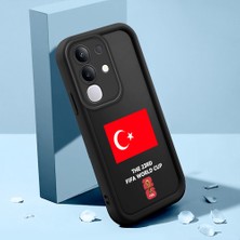HONTINGA Vivo Y29 ile Uyumlu Kılıfı Düşüme Önleyici Basitlik Anti Düşme Kamera Korumali Şirin Kedi 2026 Fifa Dünya Kupası Siyah Desen Yumuşak Silikon Telefon Kılıfı Kadın ve Erkek Için Uygundur K2-0559