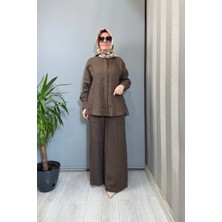 Al-Marwah Almarwah Astarlı Keten Pantolon Kahve 606124