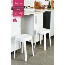 Özgürce Kaymaz Ayaklı Dekoratif Iç Içe Geçebilen Plastik Tabureler 2'li Set