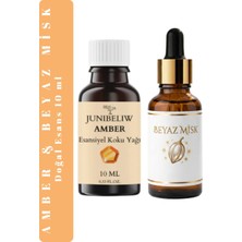 JUNIBELIW 2li Set Çok Amaçlı Koku Giderici Temizlik Buhurdanlık Yağı Uçucu Yağ Beyaz Misk ve Amber 2X10ML