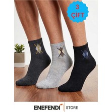 NF ND ENEFENDİ 3'lü Çorap Seti ★ Erkek Kısa Konç Çorap ★ Mevsimlik Rahat Penye ★ Füme, Gri, Siyah (40-45)