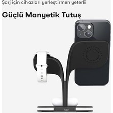 Naque 3'ü 1 Arada 15W Kablosuz Hızlı Şarj Standı Gece Aydınlatmalı ile Uyumlu- ile Uyumlu- ile Uyumlu (Siyah Hızlı Şarj)