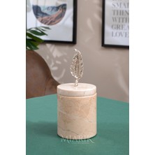 Özgürce Şık Bej Mermer Dekoratif Pamukluk Aksesuarı