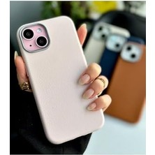 Naque 13-14 - 15 Uyumlu Estetik Dokulu Deri Görünümlü Esnek Silikon Kılıf - Pembe