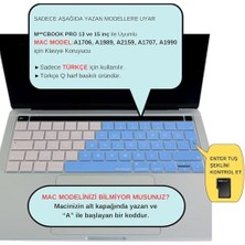 Naque Pro Klavye Koruyucu Türkçe Q Silikon Ince Yıkanabilir Bar 13 ve 15 Inç Uyumlu A1706 A1989 A2159 A1707 A1990 Ters L Enter Pembe Mavi