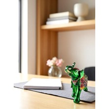 Özgürce Renkli Taşlı Metal Fil Biblo, Şık ve Dekoratif Ev Aksesuarı 15X12 cm