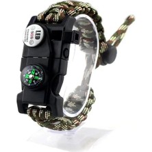 Senka Pusula Fenerli Yüksek Desibel Düdüklü Hayatta Kalma Kamp Bilekliği - Açik Yeşi̇l