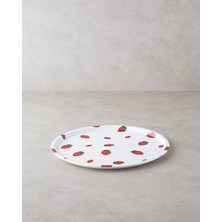 Naque Strawberries Plastik Tepsi Beyaz - Kırmızı, 36 x 30 x 10 cm