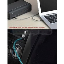 Naque Aux 3.5mm Data Ses Örgü Kablo Mavi