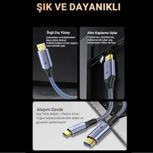 Naque Type-C To HDMI Kablo 8k 60Hz 4K 240Hz Hdr 3D 48GBPS Örgülü Usb-C To HDMI Kablo 2 Metre
