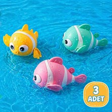 ZFN Kurmalı Yüzen Balık Su Küvet Oyuncağı Bebek Banyo Eğlencesi 3 Adet