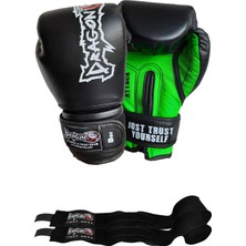 Dragon Attack 5 Boks Eldiveni 10 oz Suni Deri ve Bandaj Seti Muay Thai için Özel Tasarım
