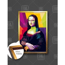 SML Tablo Mona Lisa Çok Renkli Minimal  Dikey Çerçeveli Kanvas Tablo