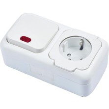 Naque Beyaz Işıklı Anahtar ve Topraklı Priz Şeffaf Kapaklı Çabuk Bağlantı Kombine Yatay