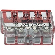 Naque Wago 100 Adet 2273-204 Compact Bağlantı Kutusu Kelepçesi Ø 0,5-2,5 Mm², 4 Kutuplu, Şeffaf/kırmızı