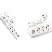 Naque 6lı Anahtar-Topraklı Kablolu Ç.k 3m Priz + 3lü Anahtar-Topraklı Kablolu Çocuk Korumalı 3m Priz