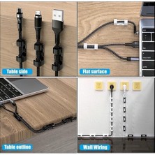 Naque Kablo Düzenleyici Sabitleyici Yapışkanlı Organizer Klips Seti, Şeffaf Plastik Kablo Tutucu, Duvar ve Masa Montajı (40)