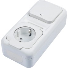 Naque Beyaz Light ve Topraklı Priz Şeffaf Kapaklı Çabuk Bağlantı Kombine Dikey