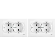 Naque 55 Beyaz Ikili Topraklı Priz C1 Mekanizma (2 Paketi)