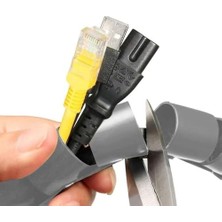 Naque 1 mt x 22 mm Spiral Boru Kablo Kanalı Kablo Fiş Düzenleyici Toplayıcı Kordon Kablo Tutucu Beyaz (1 Adet)