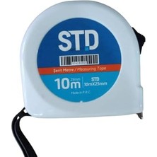 Naque Std Profesyonel Şerit Metre, 10 Metre Uzunluk, 25MM Genişlik, Kompakt Tasarım, Ölçüm Aleti