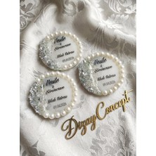 Dizay Concept İnci Detaylı Epoksi Gümüş Parçacıklı 30 Adet Magnet - Dızay -2