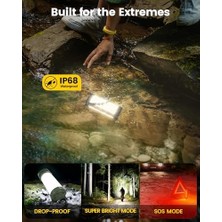 Naque Glocusent Survival Kamp Feneri, 106LED, 5 Parlaklık, 1200LM'YE Kadar, 3 Mod ve Sos, 120 Saat Şarj Edilebilir, IP68 Su Geçirmez, Küçük ve Hafif, Karartma, Kasırga, Yürüyüş Için Acil Işık