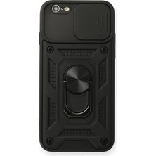 Newface Apple iPhone 6 Kılıf Pars Lens Yüzüklü Silikon - Siyah