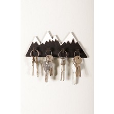 Özgürce Karlı Dağ Temalı Dekoratif Anahtarlık ve Askılık, Şık Siyah Renk