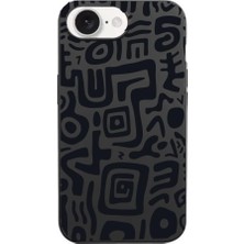 Naque IPhone 16E ile Uyumlu Desenli Siyah Telefon Kılıfı - Dayanıklı, Ince ve Hafif Tasarım - Darbeye Dayanıklı Silikon Malzeme - Kamera ve Ekran Koruması (Labirent)