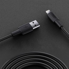 Naque Juo 12W 2.4A Usb-A To Lightning iPad ile Uyumlu Silikon Hızlı Şarj ve Data Kablosu Siyah 2 Metre