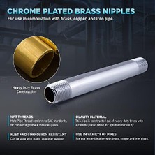 Naque Suuply Giant OQDI5682 3/4 Inç x 6 Inç Boru Nipeli, Krom Kaplama Pirinç
