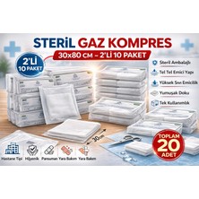 Steril Gaz Kompres 30X80 cm 2'li 10 Paket Tel Tel Yara Bakım Kompresi