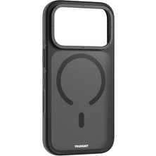 Naque Youngkıt 17 Pro Max ile Uyumlu Kılıf M-Safe Şarj Özellikli Rock Sand Serisi Kapak Siyah