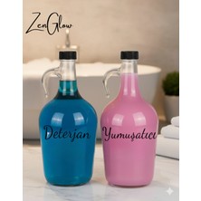 Özgürce 2'li Dekoratif Sıvı Deterjan ve Yumuşatıcı Şişesi 1500 ml Cam Galon