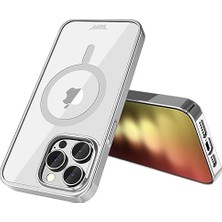 Naque Labs Buff 15 Pro ile Uyumlu Magsafe Uyumlu Slim Fit Kılıf Kablosuz Şarj Destekleyen Sararmaya Karşı Korumalı Kapak (Gümüş Rengi)