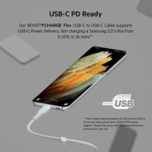 Naque MacBook Pro, iPad Pro, Galaxy S21, Ultra, Plus ve Diğer Aygıtlar Için Güç Dağıtımı Pd ile Hızlı Şarj Için Boostcharge Silikon Usb-C - Usb-C Kablosu 1 M Usb-If Sertifikalı - Beyaz
