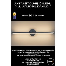 Satışmax Modern Dekoratif LED Duvar Aplik 50 cm Siyah 1 Adet Pilli Günışığı Işık