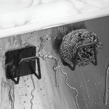 Naque 4'lü Yapışkanlı Süngerlik, Paslanmaz Çelik Tasarım, Suya Dayanıklı Kendinden Yapışkanlı, Ev Ofis Restoran Kullanımına Uygun Bulaşık Teli Sünger Havlu Düzenleyici Metal Süngerlik Askı Aparatı