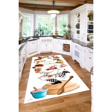 Özgürce Dijital Baskılı Pasta Şef Desenli Yıkanabilir Kaymaz Taban Mutfak Halısı