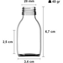 Naque 30 ml Sızdırmaz Kapaklı Şeffaf Shot Şişesi 30 cc Ginger Şat Beyaz Cam Şişe 50 Adet (Kilitli Plastik Siyah Kapak)