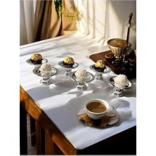 Naque Endure 6'lı Abs Dekoratif Gold Kaplama Şekerlik Kase 6'lı Makaronluk Kahve Yanı Sunumluk Lokumluk (Gümüş)