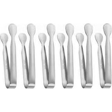Naque 304 Çelik 6 Adet Mini Silver 11 Cm. Buz ve Şeker Maşası CIN624BY-6