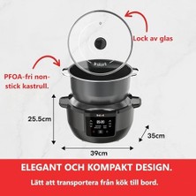 Naque Instant Pot Üstün Yavaş Pişirici/yavaş Pişirici, 7,1l Çoklu Pişirici / 4 Pişirme Fonksiyonu (Yavaş Pişirme, Kızartma, Buharda Pişirme ve Sıcak Tutma Fonksiyonu) Bulaşık Makinesinde Yıkanabilir - 800W
