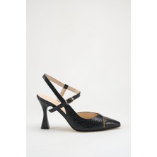 Oben Ayakkabı Hakiki Deri Kadın Topuklu Ayakkabı 9 cm Rugan Detaylı Şık Rahat 0037