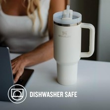 Naque Stanley Quencher Pipetli Termos Bardak, Krem, 1.18 Litre