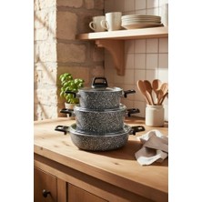 Naque Bernardo Vormi 7 Parça Granit Tencere Seti Gri