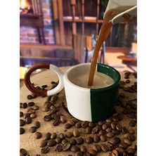 Naque Yeşil Beyaz El Yapımı Seramik Kupa Bardak