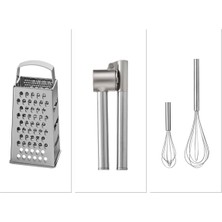 Naque Ikea 2'li Çırpıcı(Pabjuda)+Çelik Rende(Idealisk)+Çelik Sarımsak Ezici(Koncis)