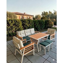Olivia Metal Bahçe Balkon Teras Koltuk Takımı 3+1+1+Masa+2 Adet Puf